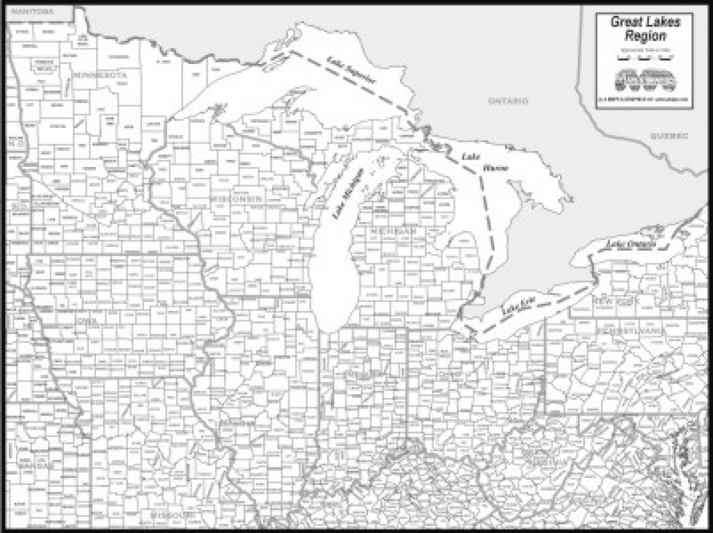 Printable Map Of Great Lakes And Travel Information | Download Free with Great Lakes States Outline Map