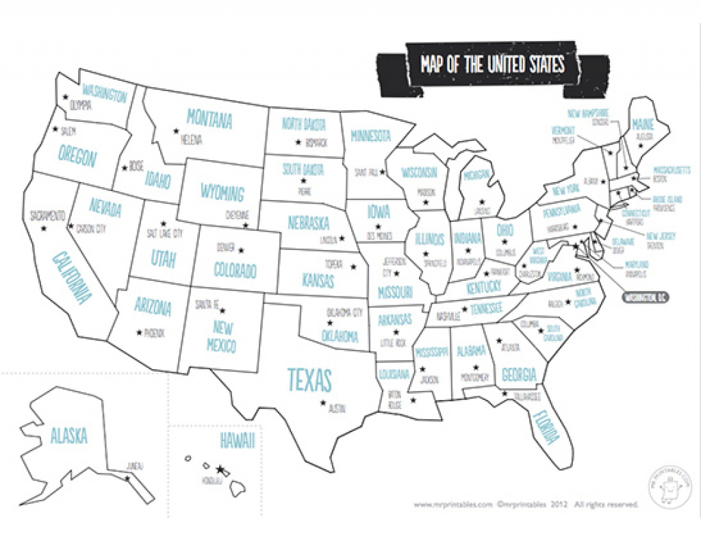 Printable Map Of The Usa - Mr Printables pertaining to Blank States And Capitals Map