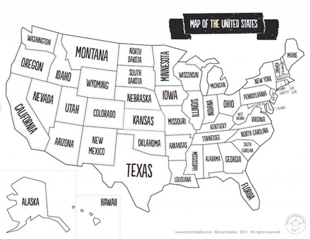 Printable Map Of The Usa - Mr Printables regarding 50 States Map Worksheet