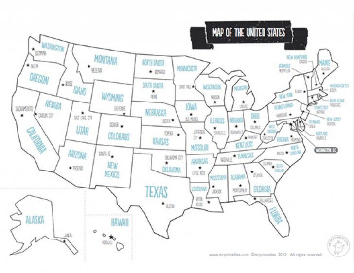 Printable Map Of The Usa - Mr Printables Within 50 States And Capitals ...