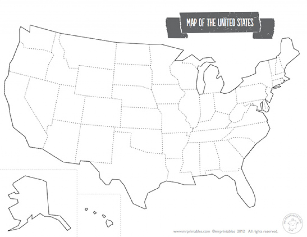 Printable Map Of The Usa - Mr Printables within Blackline Maps Of The United States