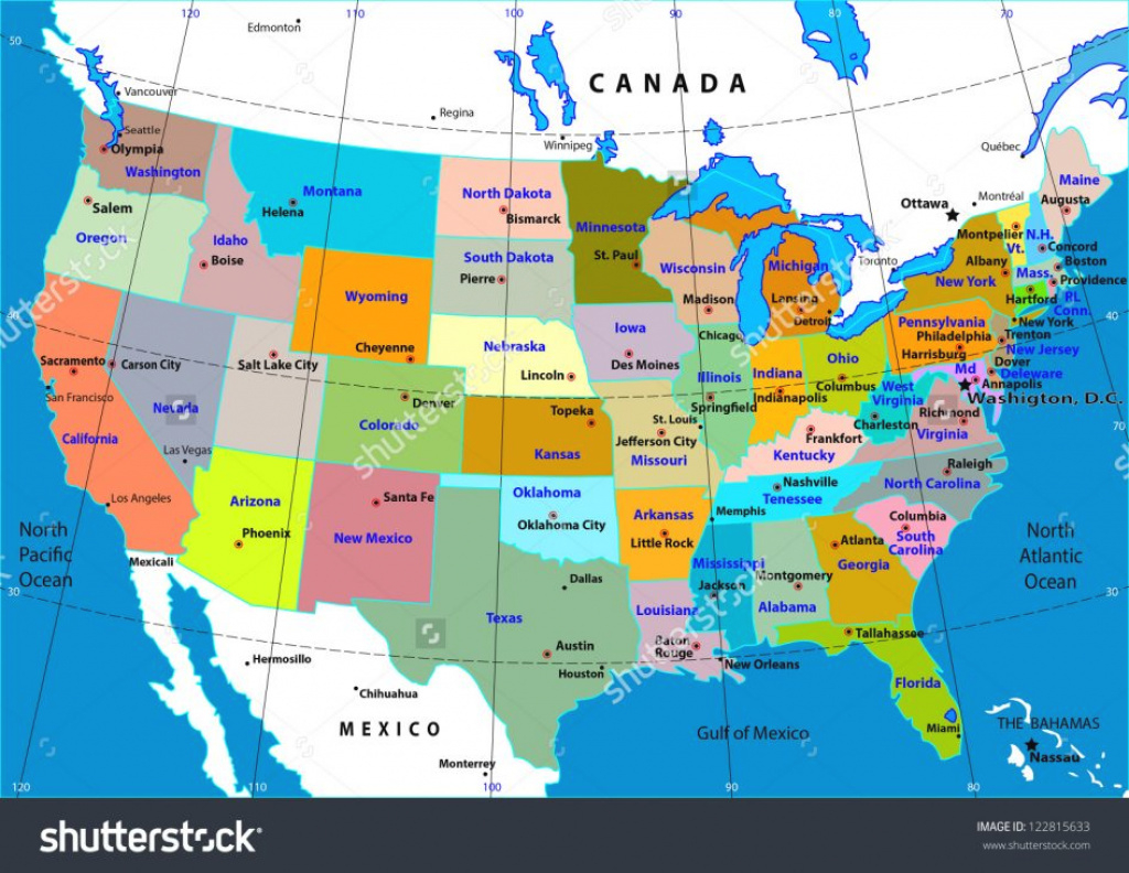 Printable. Map Of Us States With Capitols: United States Map with regard to Usa Map States And Capitals List