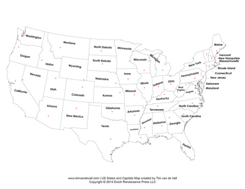 Printable States And Capitals Map | United States Map Pdf with Blank States And Capitals Map Printable