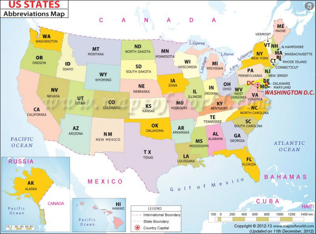 Printable Us Map With Abbreviations | States In Us, List Of Us in Us Map With State Abbreviations