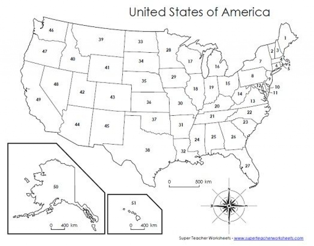 Printable Usa Map Worksheet With Numbers (S.t.w. Also Has Maps For with Blank Map Of The United States With Numbers