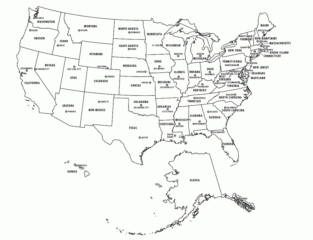Printable Usa States Capitals Map Names | States | Pinterest in 50 States And Capitals Blank Map