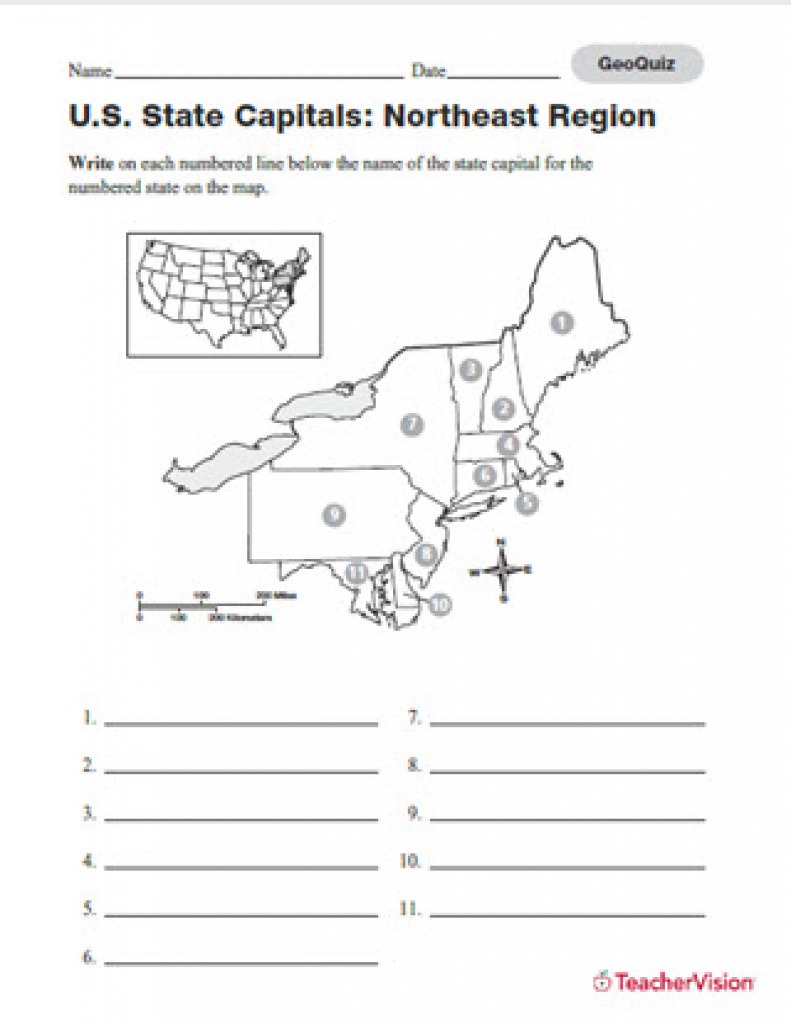 Quiz: Northeast U.s. State Capitals - Teachervision throughout Northeast States And Capitals Map Quiz