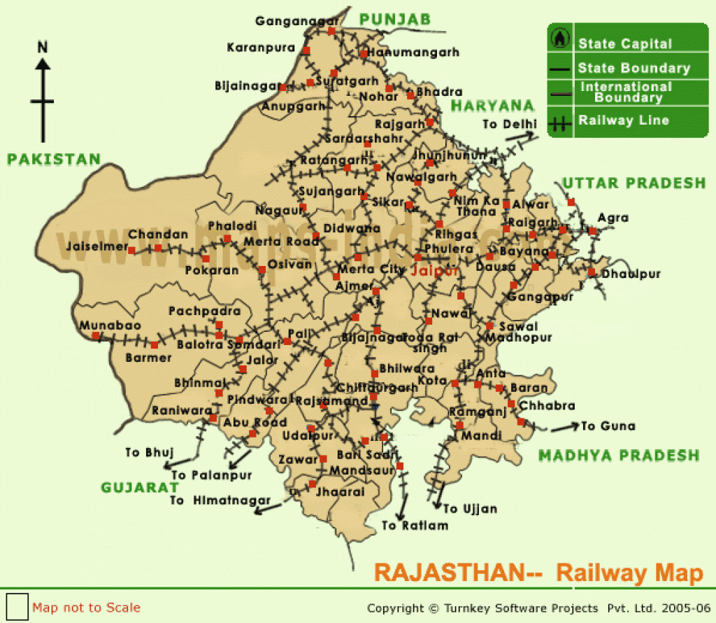 Rajasthan Railway Map,maps Of Rajasthan Railway with regard to Political Map Of Rajasthan State