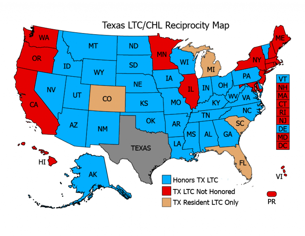 Reciprocity - Texas License To Carry/chl inside Concealed Carry States Map 2016