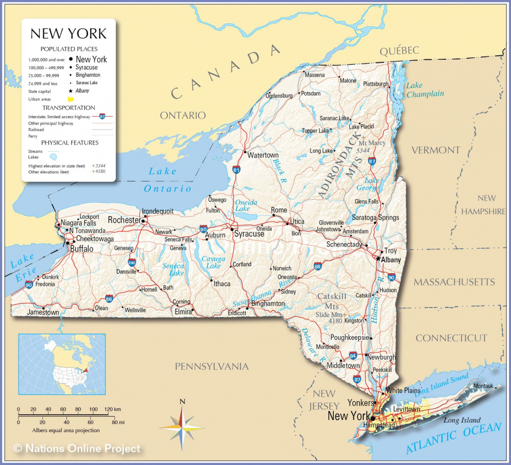 Reference Maps Of The State Of New York, Usa - Nations Online Project intended for New York State Map With Cities And Towns