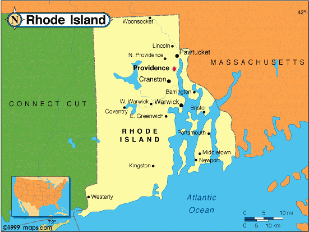 Rhode Island (The Ocean State) Map | New England Maps | Pinterest with regard to Map Of Rhode Island And Surrounding States