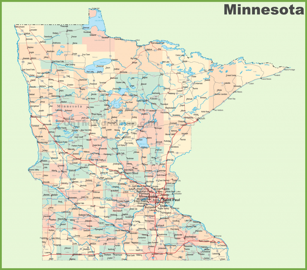 Road Map Of Minnesota With Cities inside Mn State Map Of Cities