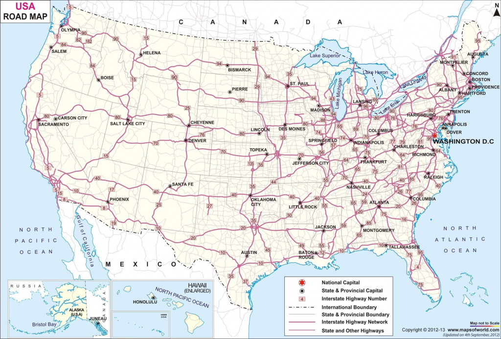 Road Map Of United States With Highways Save Printable Us Map With for Road Map Of The United States With Major Cities