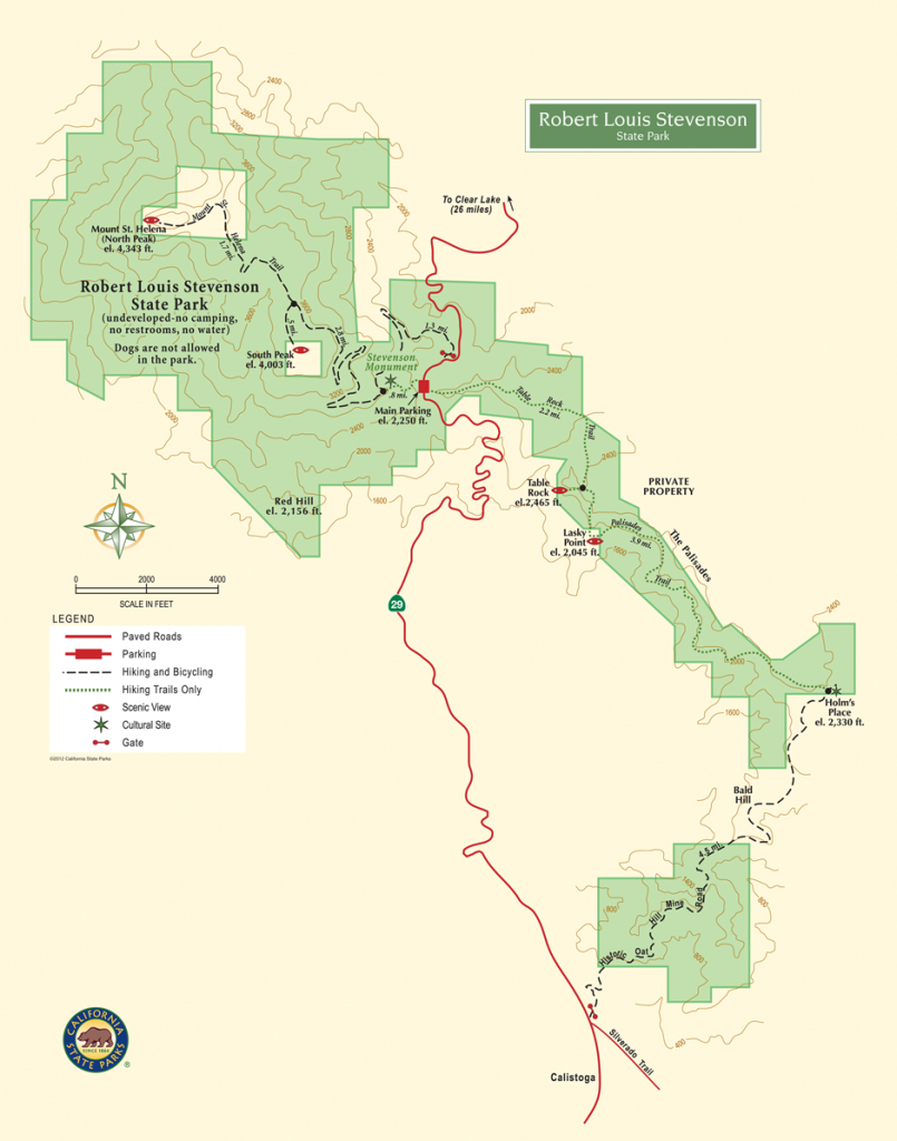 Robert Louis Stevenson State Park for Table Rock State Park Map