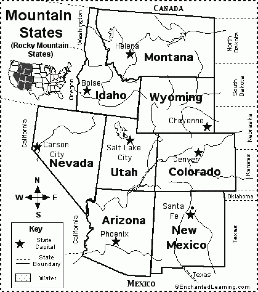Rocky Mountain States Map/quiz Printout - Enchantedlearning pertaining to Us Map Rocky Mountain States