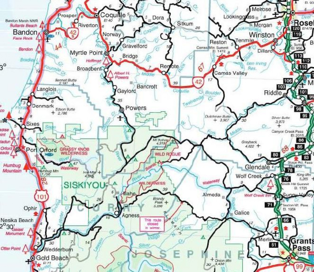 Rogue River Section – Oregon State Highway Map | Joe Duck for Oregon State Highway Map
