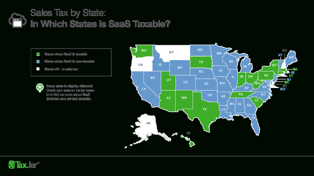 Sales Taxstate: Is Saas Taxable? with Sales Tax By State Map