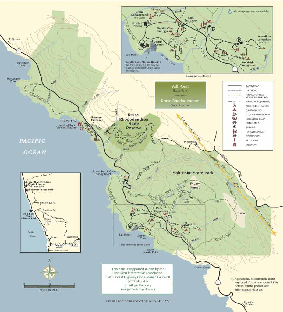 Salt Point State Park California Road Map California State Parks within California State Parks Camping Map