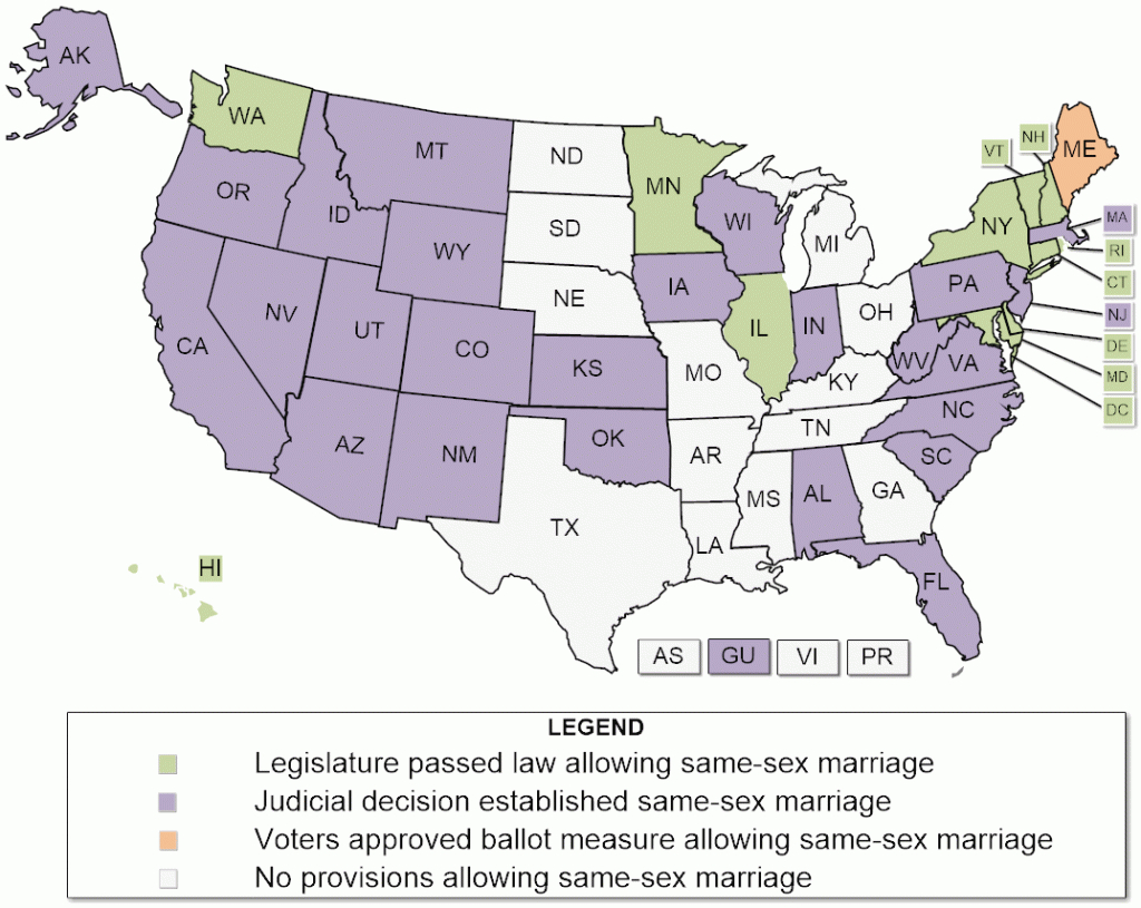 Same-Sex Marriage Laws for Map Of Gay Marriage States 2014