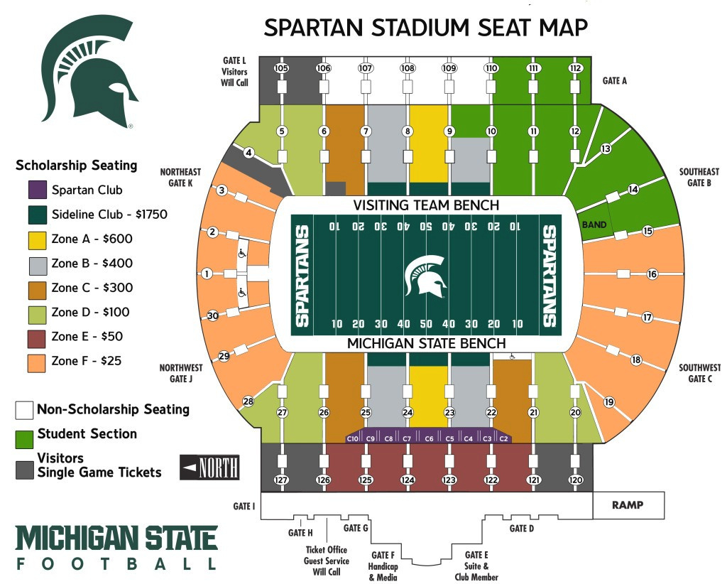 Season Tickets - Spartan Fund throughout Michigan State Football Stadium Map
