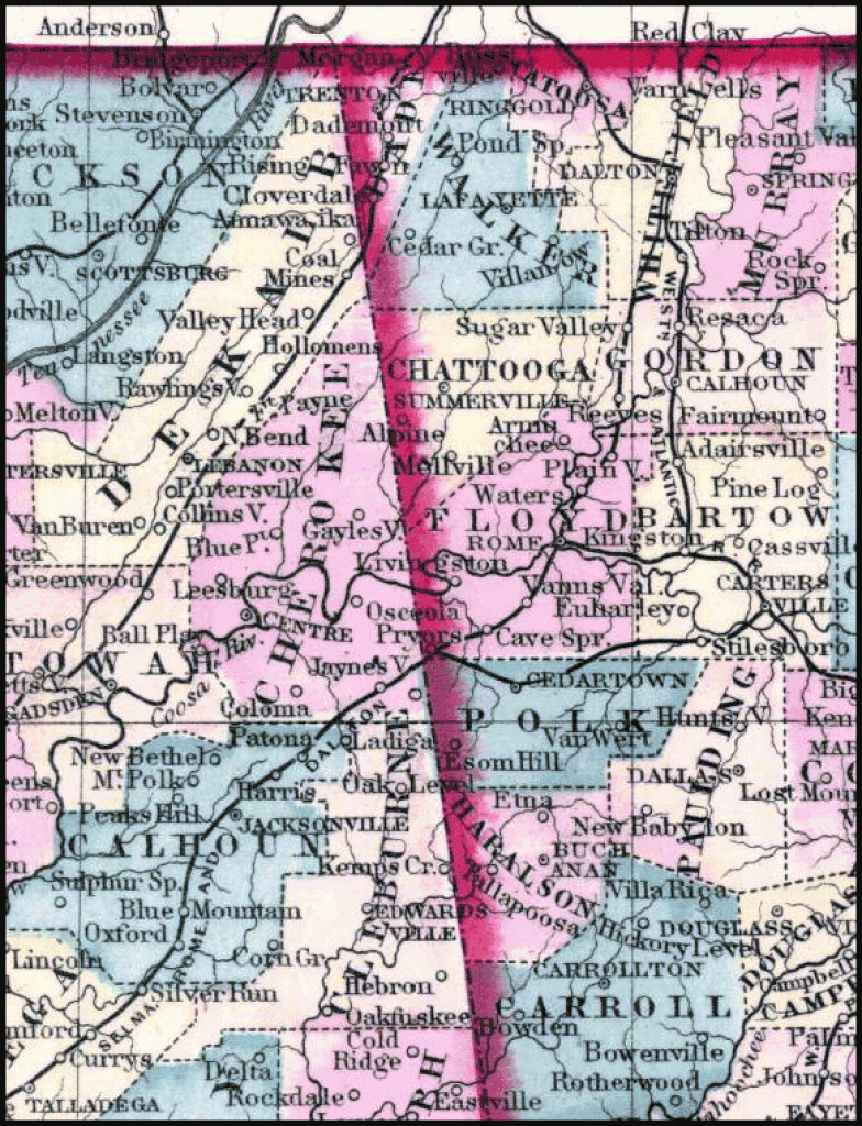 Selma, Rome &amp;amp; Dalton Railroad, 1877 Map within Alabama State Railroad Map
