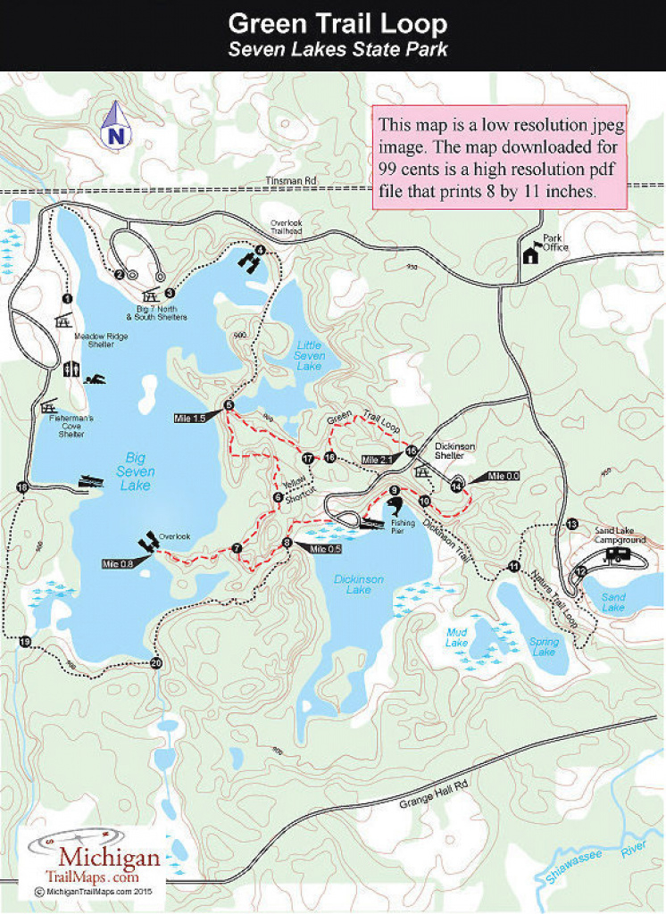 Seven Lakes State Park: Green Trail Loop in Green Lakes State Park Trail Map