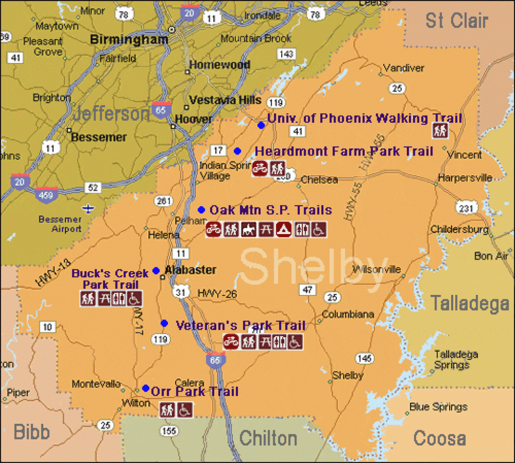 Shelby County Trails | Heardmont Farm | Stephens Park | Oak Mountain throughout Oak Mountain State Park Alabama Trail Map
