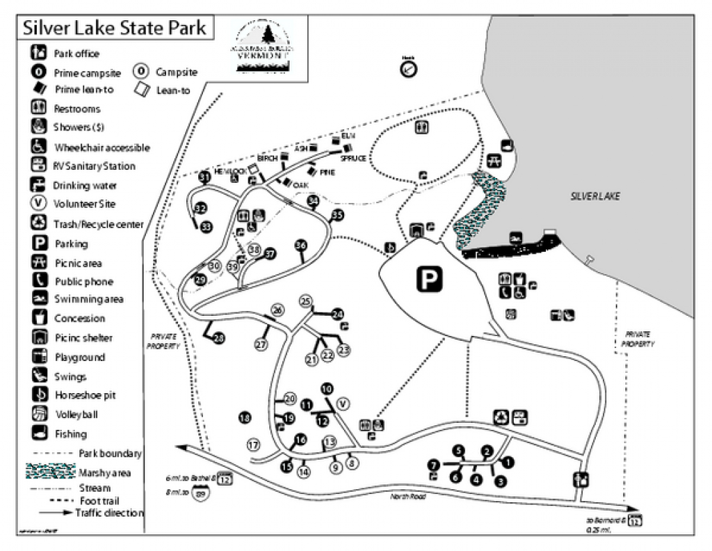 Silver Lake State Park Campground Map - Bethel Vermont 05032 • Mappery inside Silver Lake State Park Campground Map