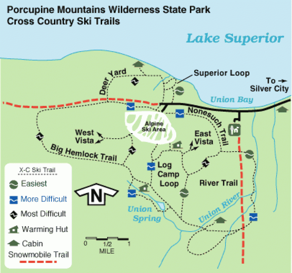 Ski The Porkies, Porcupine Mountain State Park, Western Upper with Map Of Porcupine Mountains State Park
