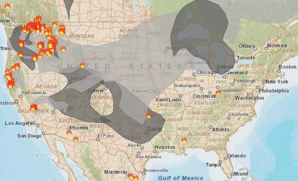 Smoke From Wildfires In Northwest Affects Western States - Wildfire pertaining to Smoke Map Washington State