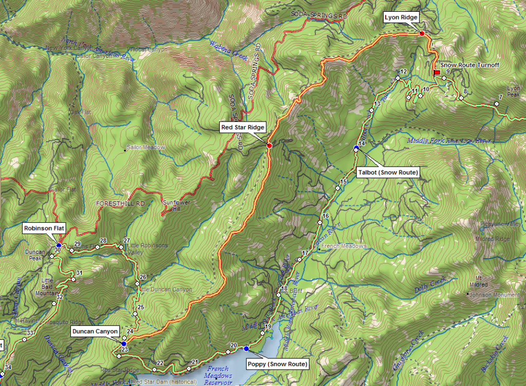 Snow Routes – Western States Endurance Run with regard to Western States 100 Map