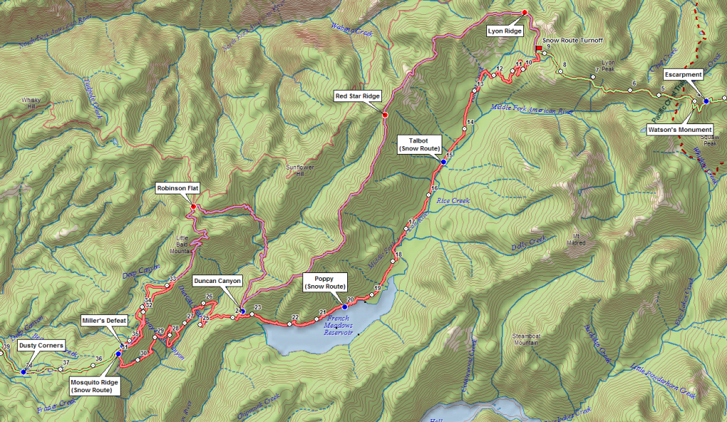 Snow Routes – Western States Endurance Run with Western States 100 Course Map