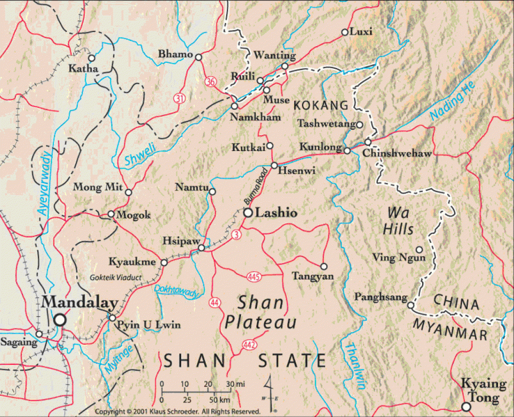 Soas Wa Dictionary Project - Wa-Related Maps throughout Eastern Shan State Map