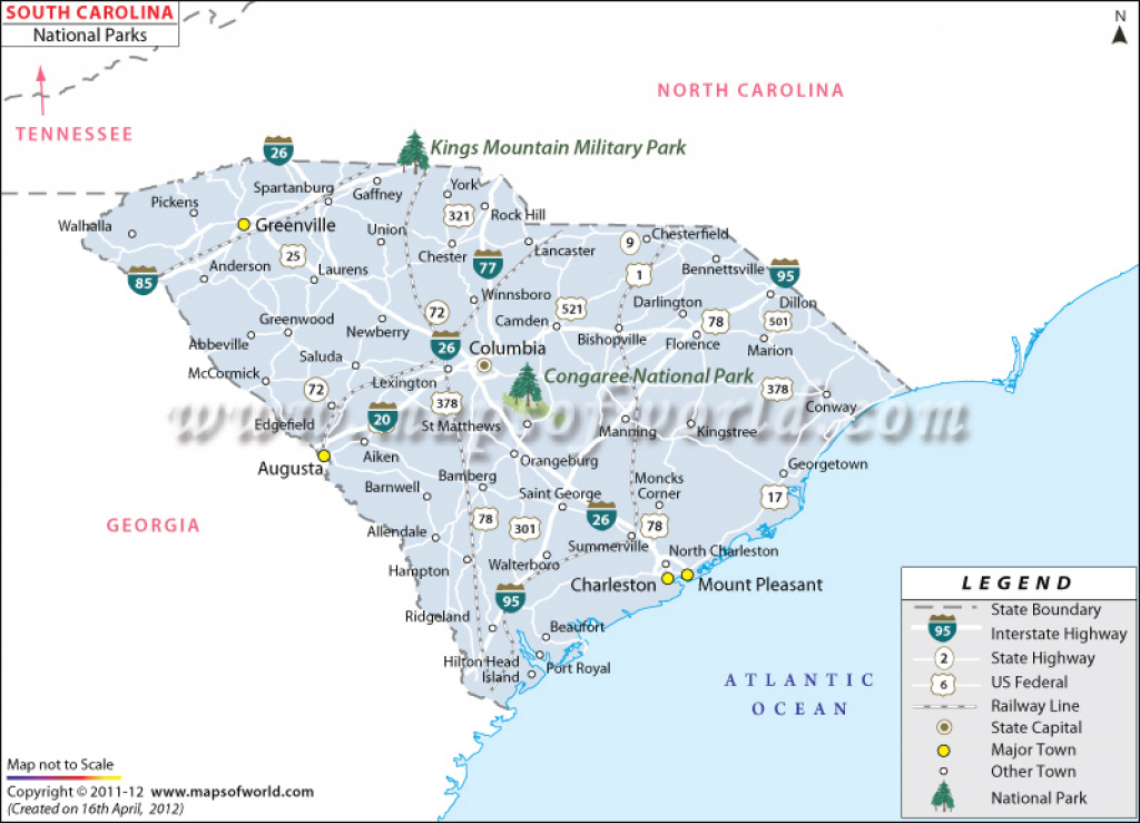 South Carolina National Parks Map inside South Carolina State Parks Map