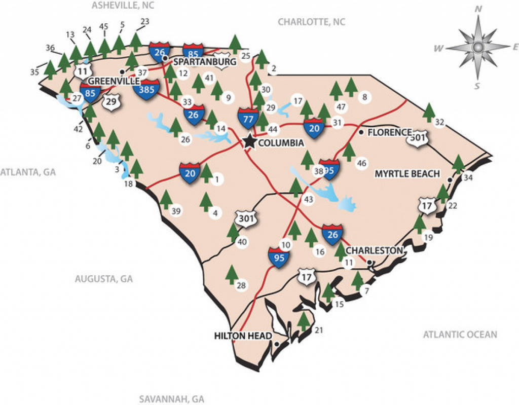 South Carolina State Park Map - South Carolina • Mappery with South Carolina State Parks Map