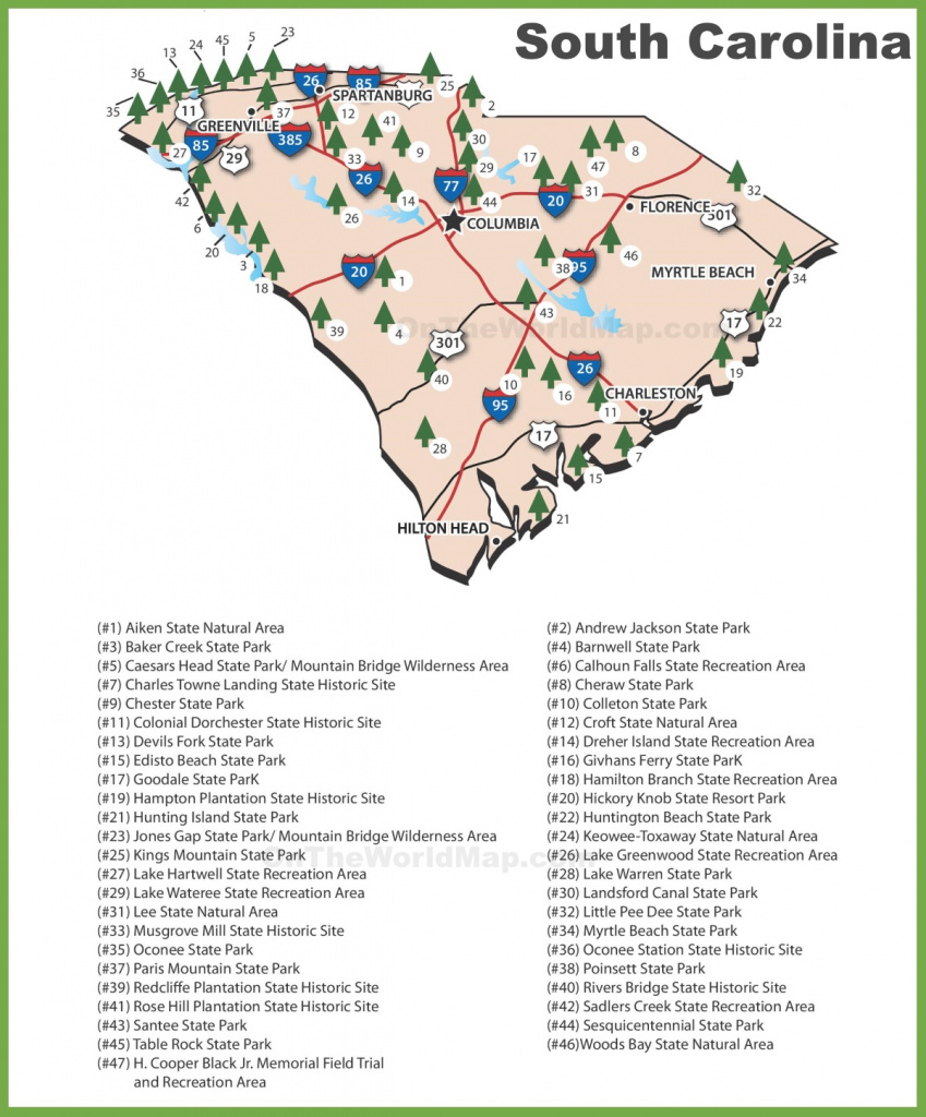 South Carolina State Parks Map with South Carolina State Parks Map
