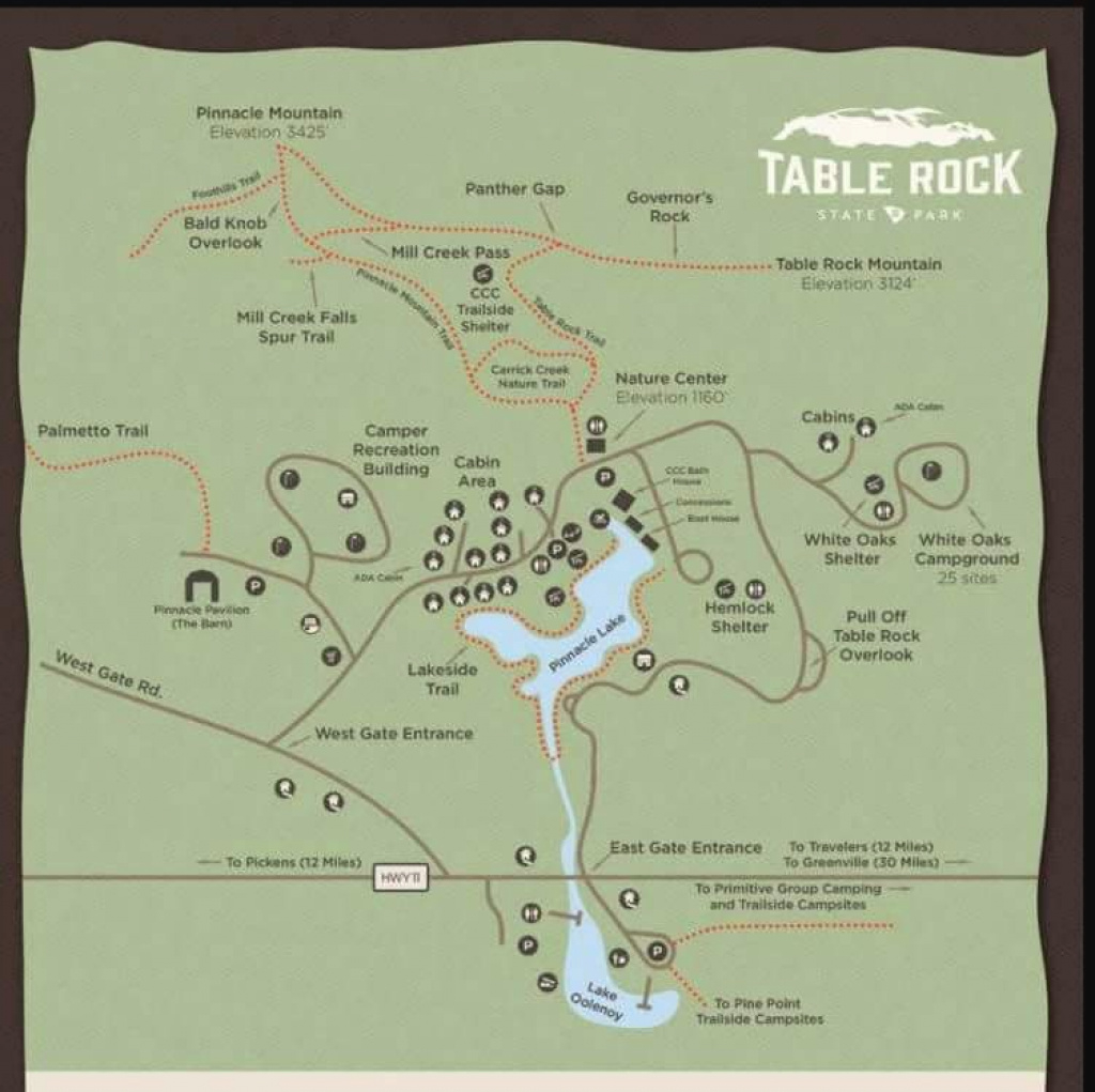 South Carolina; Table Rock State Park; Psh Swamp Butt 2017; August 10-13 with Table Rock State Park Map