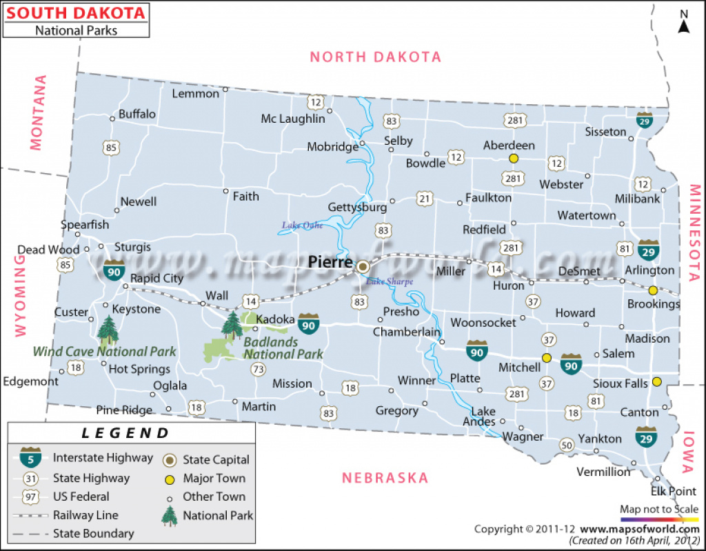 South Dakota National Parks Map pertaining to South Dakota State Parks Map