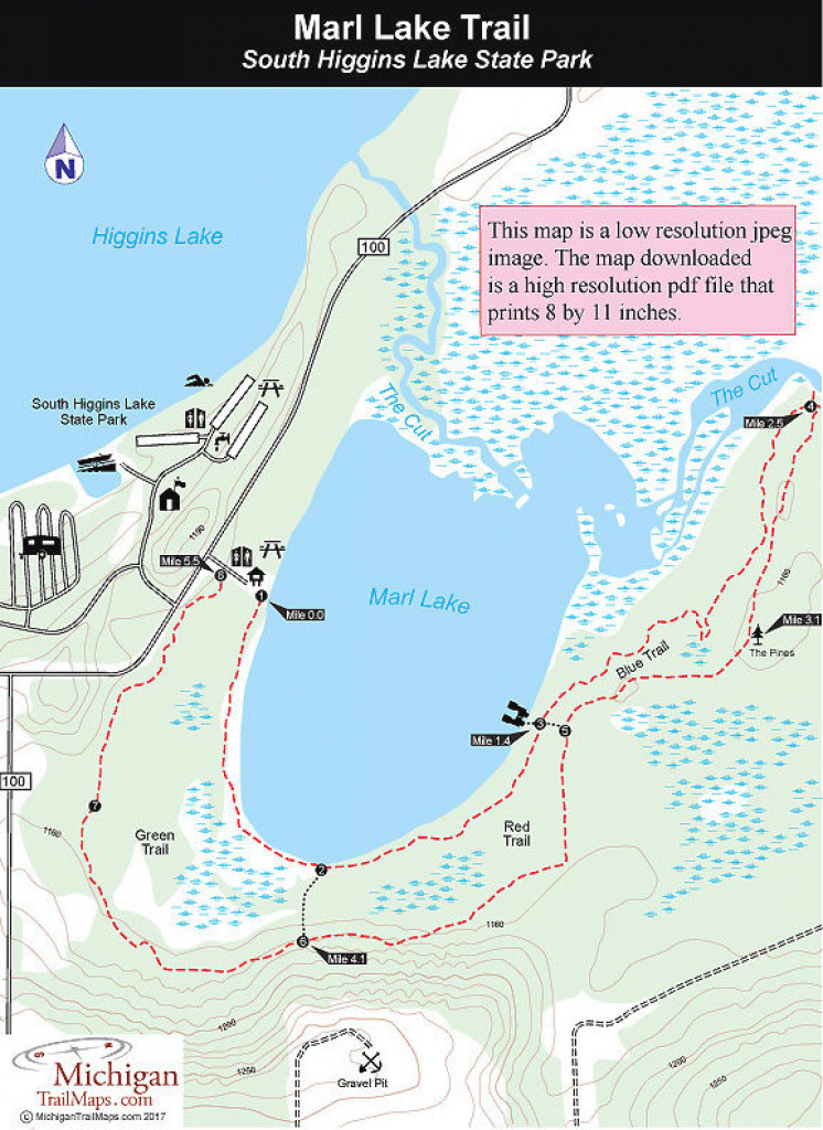 South Higgins Lake State Park: Marl Lake Trail intended for South Higgins Lake State Park Map