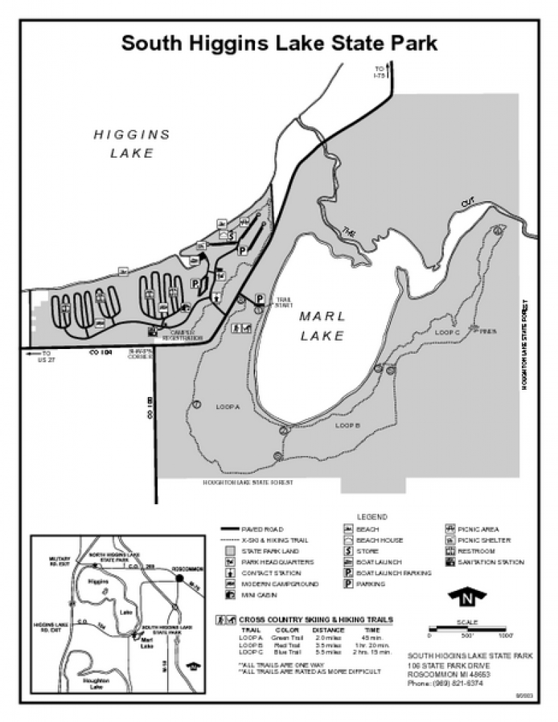 South Higgins Lake State Park, Michigan Site Map | Maps - Local inside South Higgins Lake State Park Map