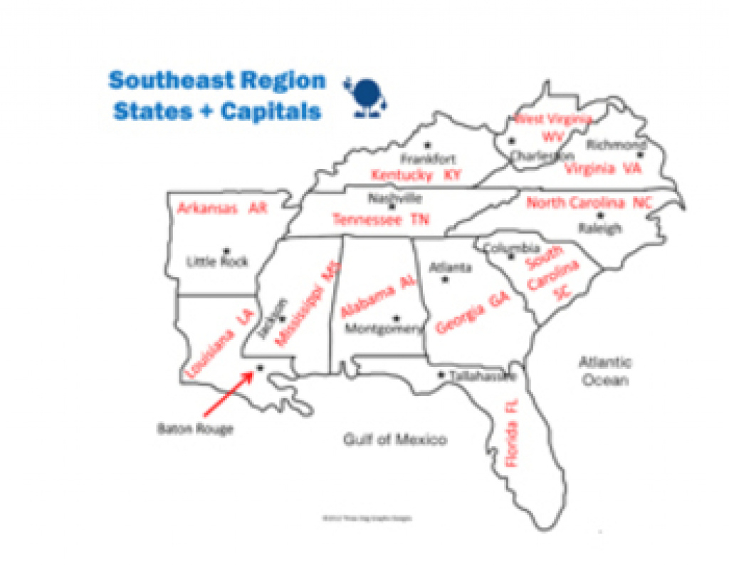 Southeast Region Interactive States + Capitals Powerpointtrail 4 regarding Southeast Map With Capitals And States