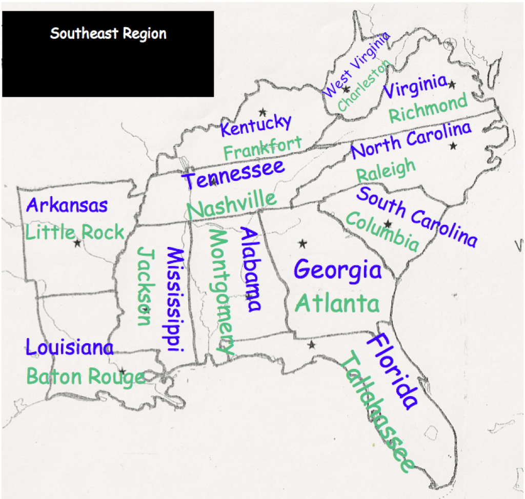 Southeast Region Map Printable Printable World Holiday