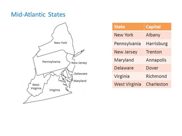 Mid Atlantic States And Capitals Map