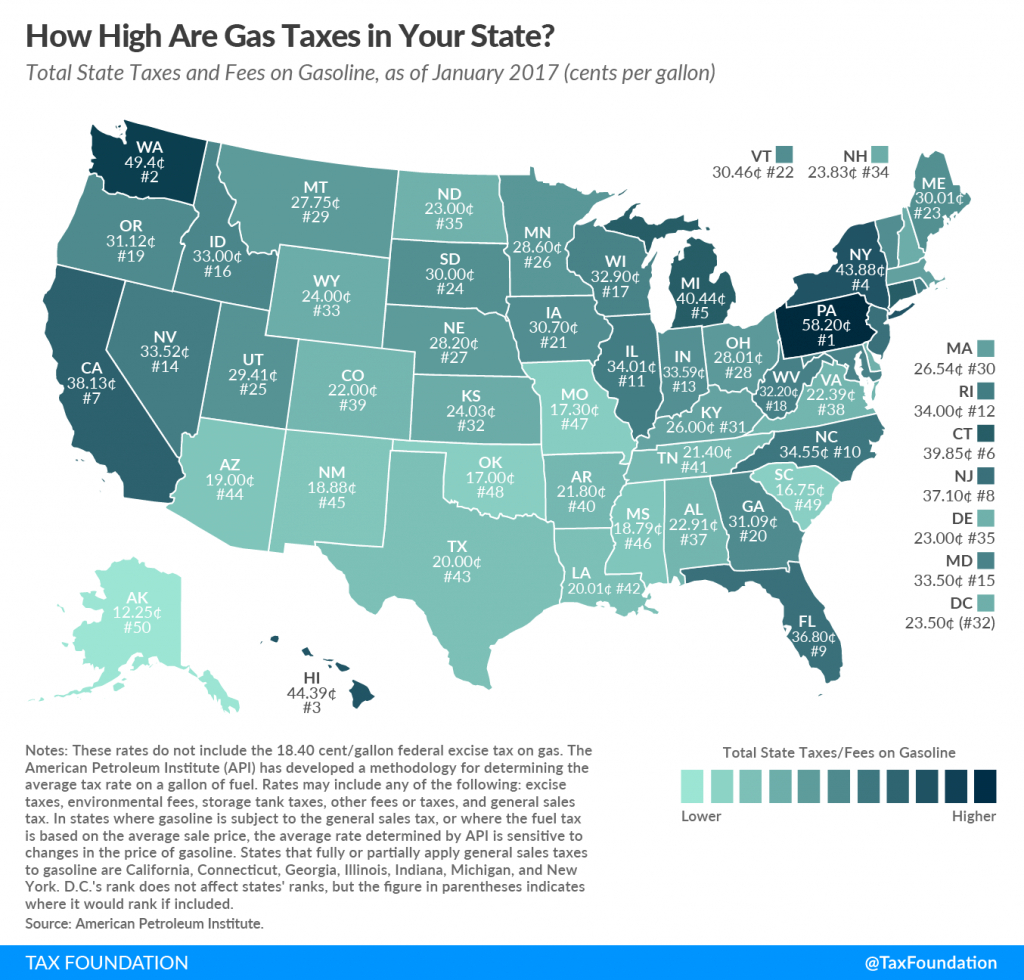 State Gasoline Tax Rates In 2017 - Tax Foundation regarding Sales Tax By State Map
