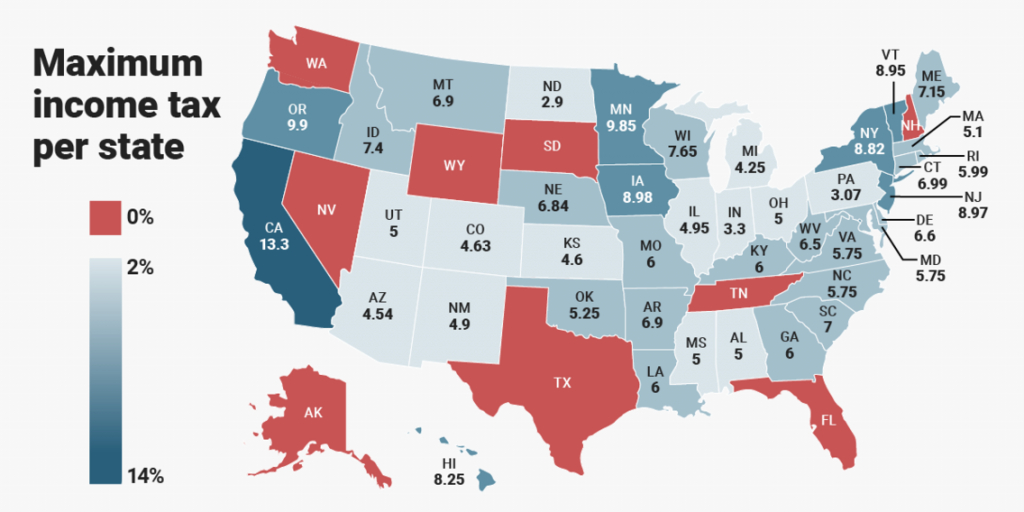 State Income Tax Rate Rankingsstate - Business Insider with State Income Tax Map