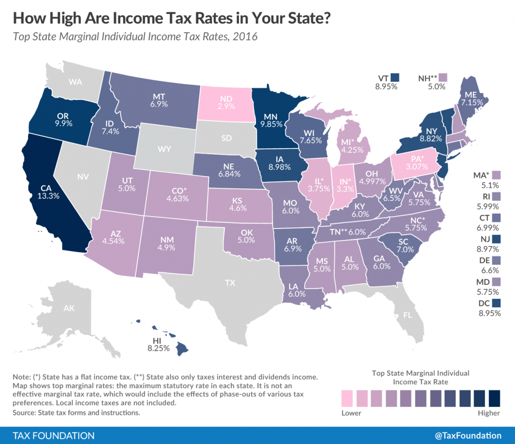 State Individual Income Tax Rates And Brackets For 2016 - Tax Foundation with State Income Tax Map