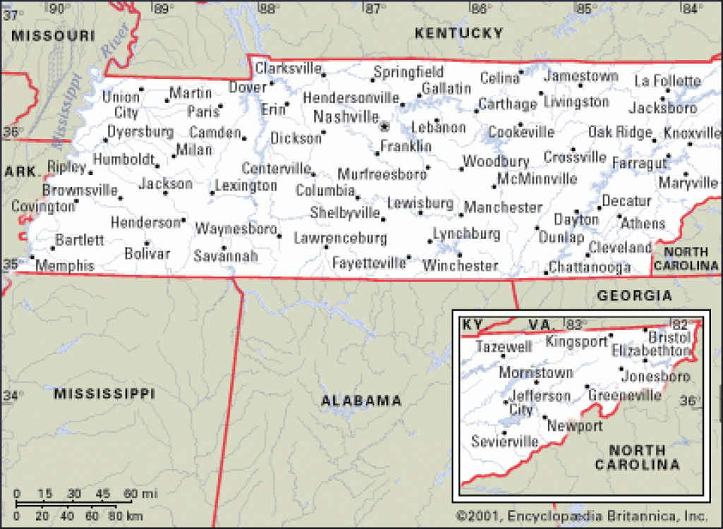 State Map Of Tennessee With Cities And Travel Information | Download within State Map Of Tennessee Showing Cities