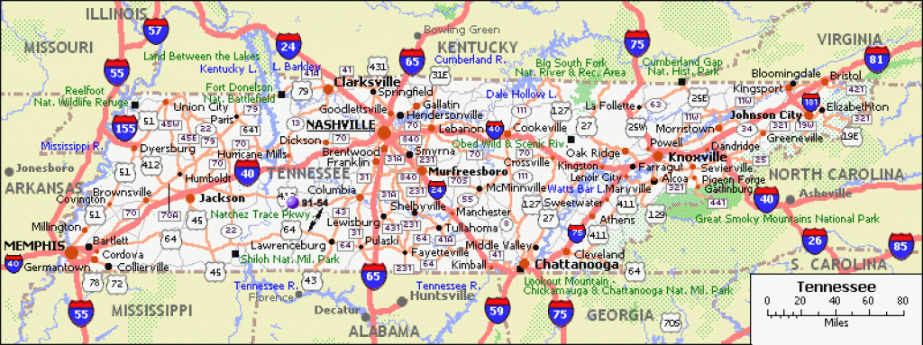 State Map Of Tennessee with regard to Tennessee Alabama State Line Map