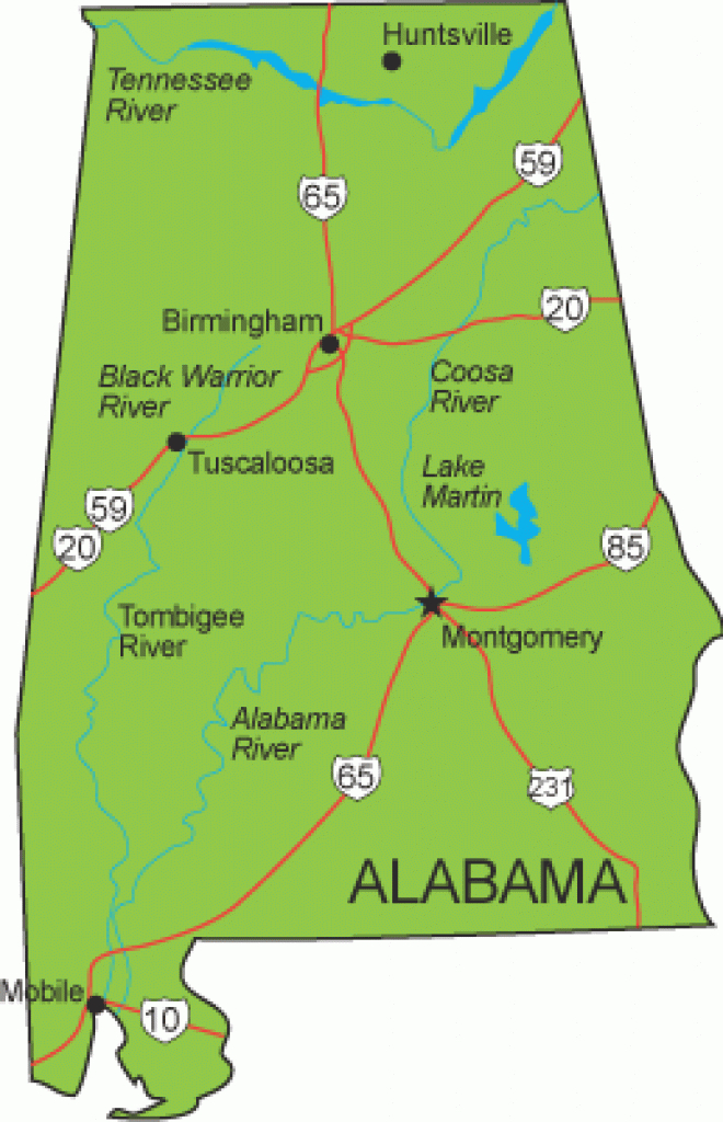 State Of Alabama Road Map - Free Printable Maps with Alabama State Map Printable