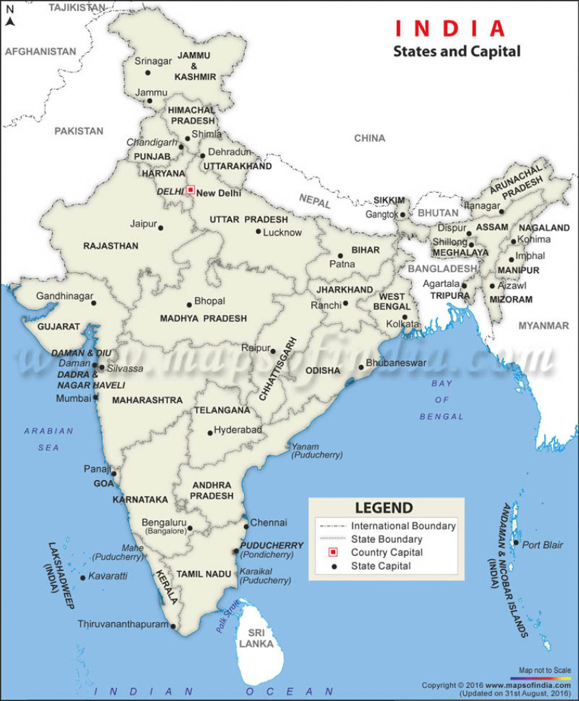 States And Capitals Of India Map, List Of Total 29 States And in Capitals Of Indian States Map